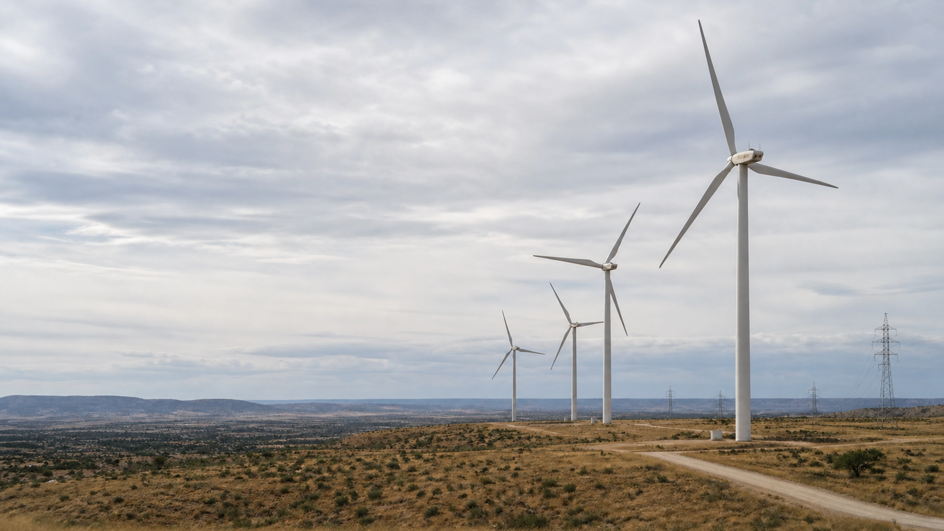 Wind turbines and transmission lines across west Texas